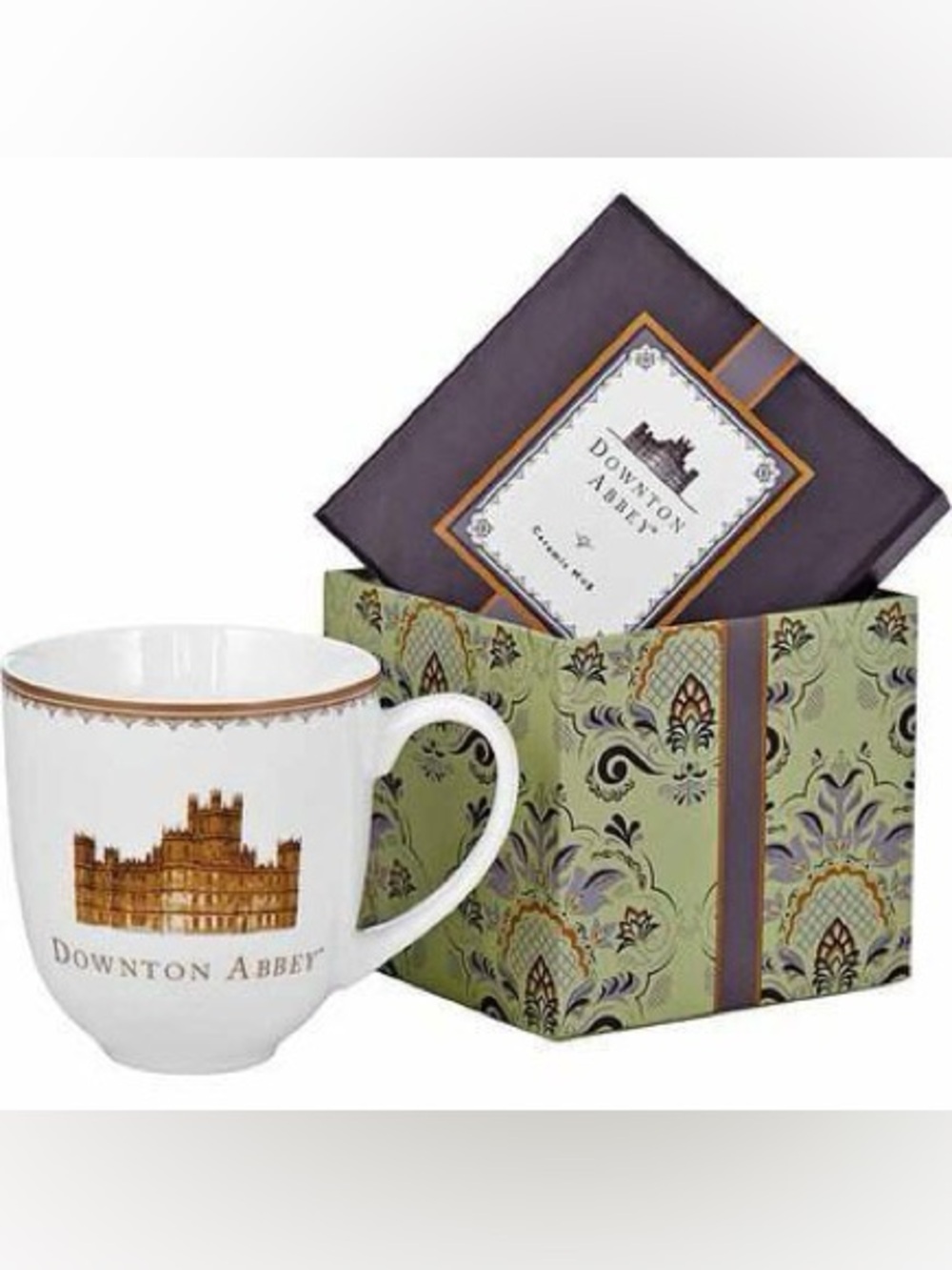 Cost Plus World Market Downton Abbey White and Gold Castle Mug